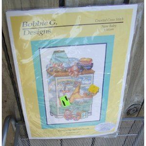 NIP Vintage 1999 Bobbie G Designs New Baby Counted Cross Stitch Kit NB1699